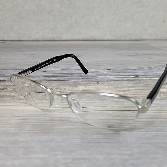 Burberry Eyeglasses B1222 1005 Black Half Rim Frames Only 51-17 135mm Italy - Picture 1 of 11